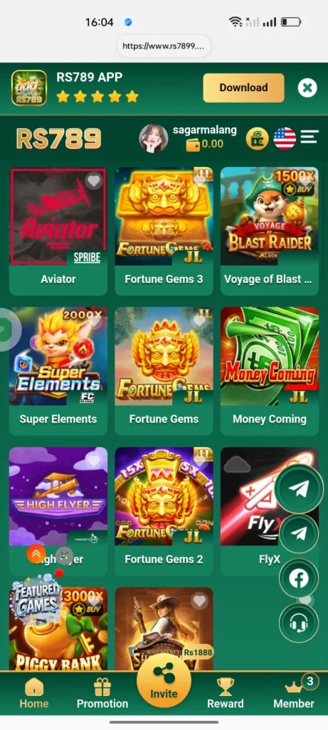 rs789 Game interface
